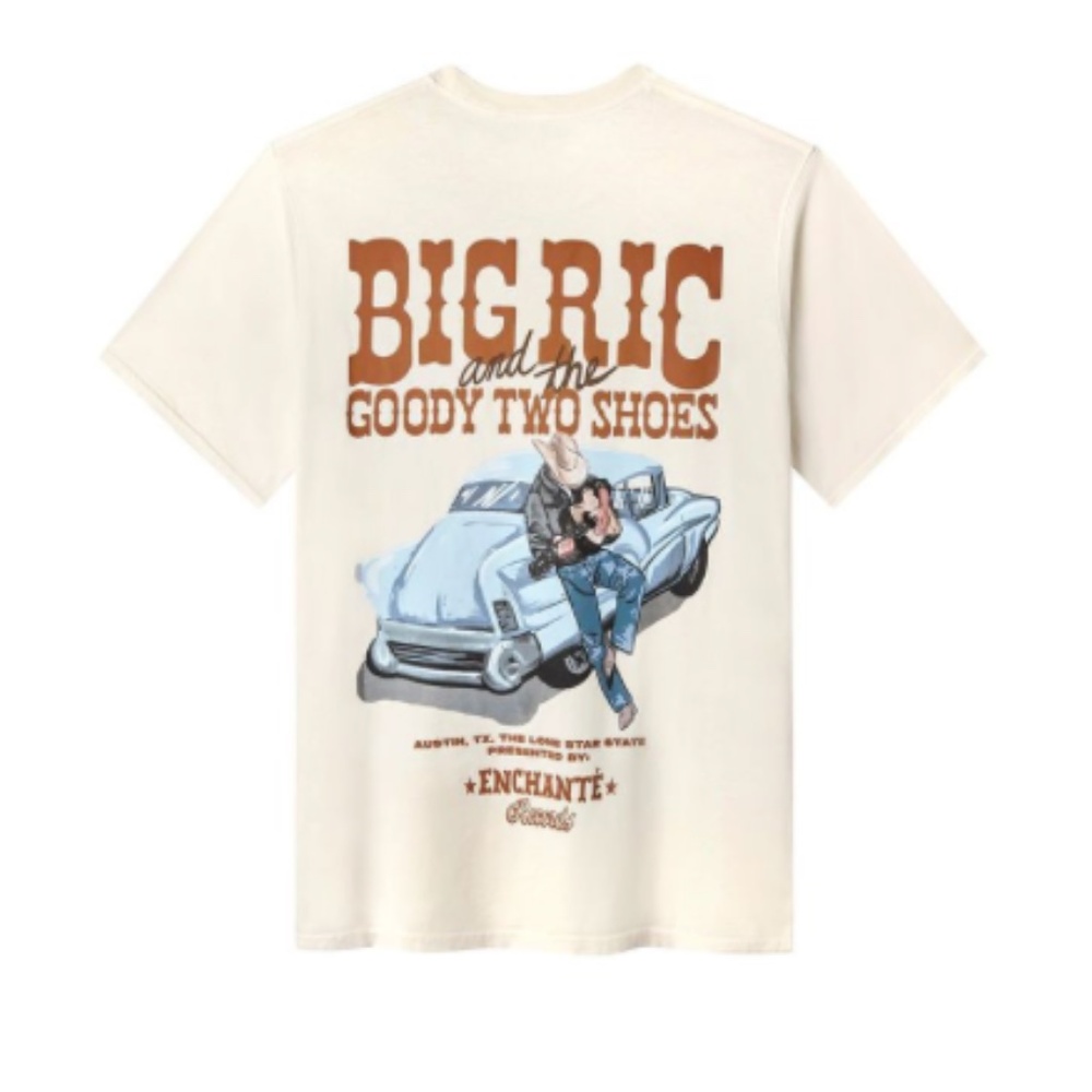 Daniel Ricciardo Enchante Records Short Sleeve Crew T-Shirt in Cream, Size Large